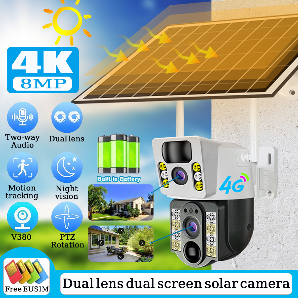 Outdoor Power Monitor - 4K 8MP Wireless Solar Camera 4G