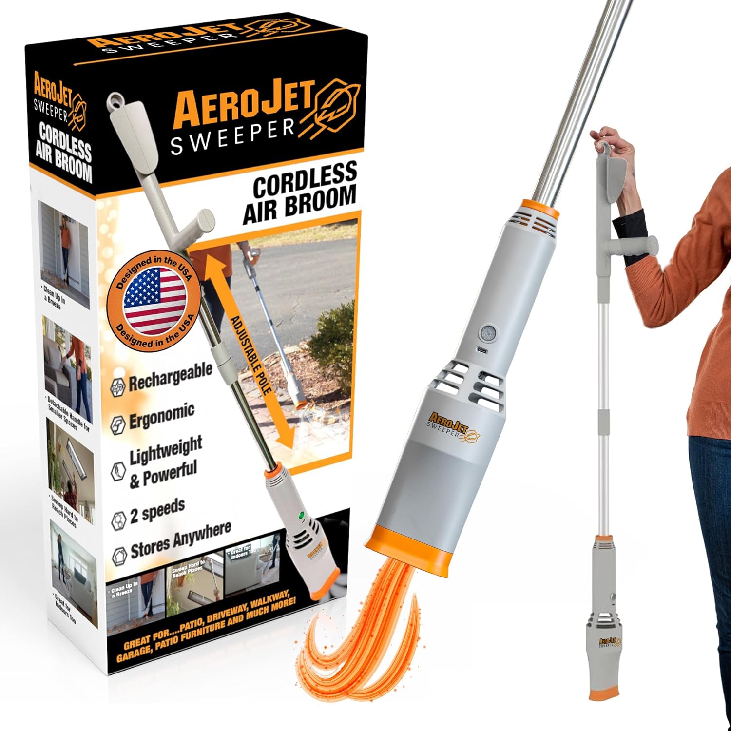 Outdoor Power Broom - Cordless Air Broom Rechargeable Leaf Blower