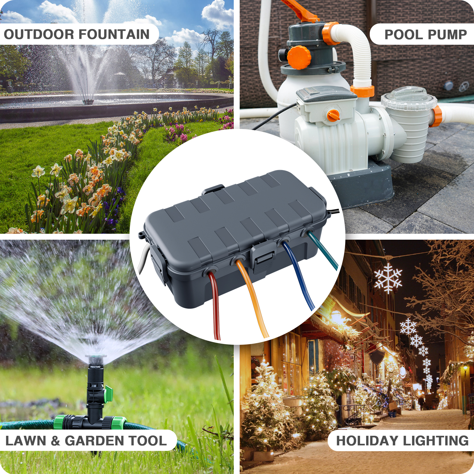 Outdoor Power Box - Outdoor Electrical Box Waterproof Extension Cord