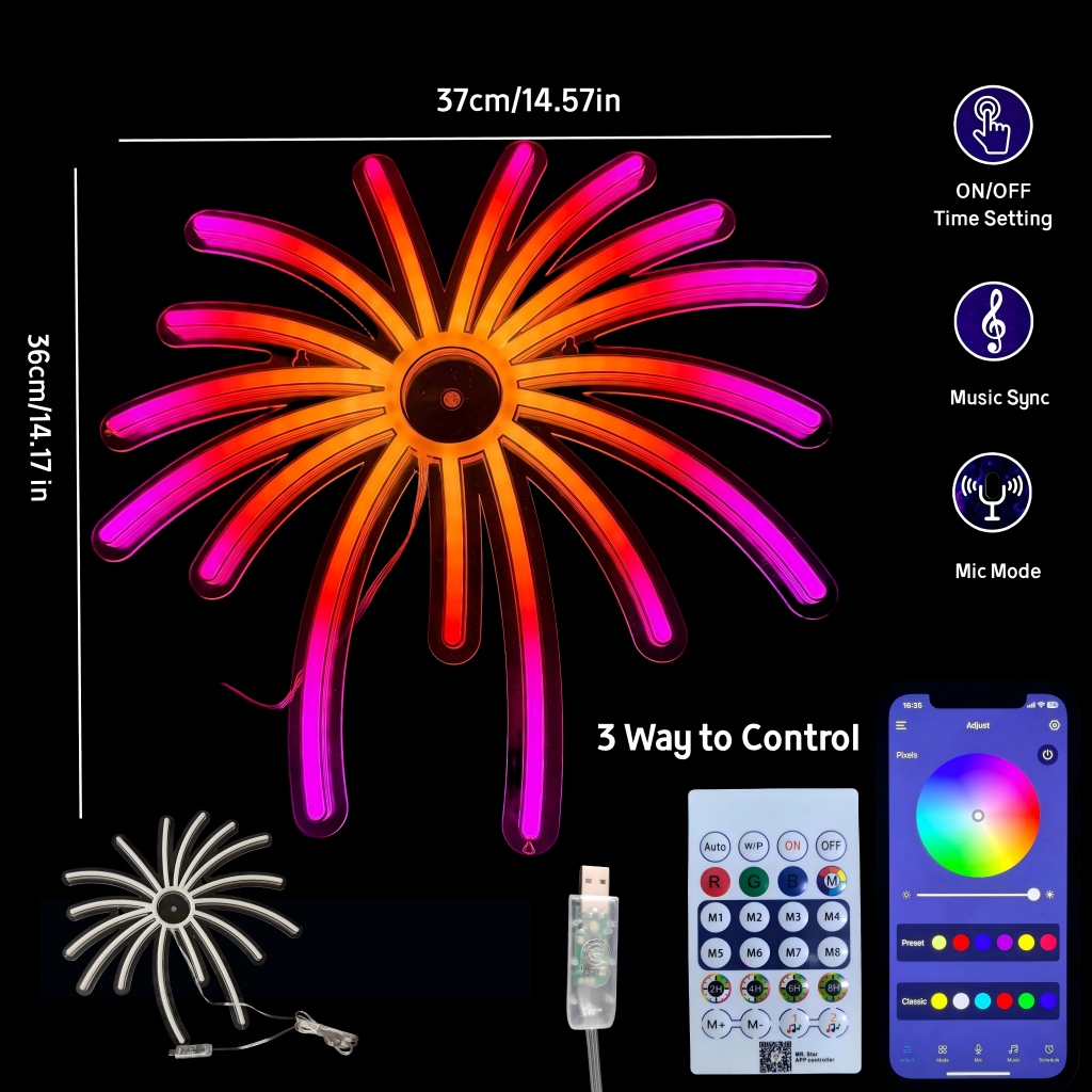RGB Fireworks Neon Sign LED Li - Outdoor Power For Xmas Lights บทวิจารณ์และราคา