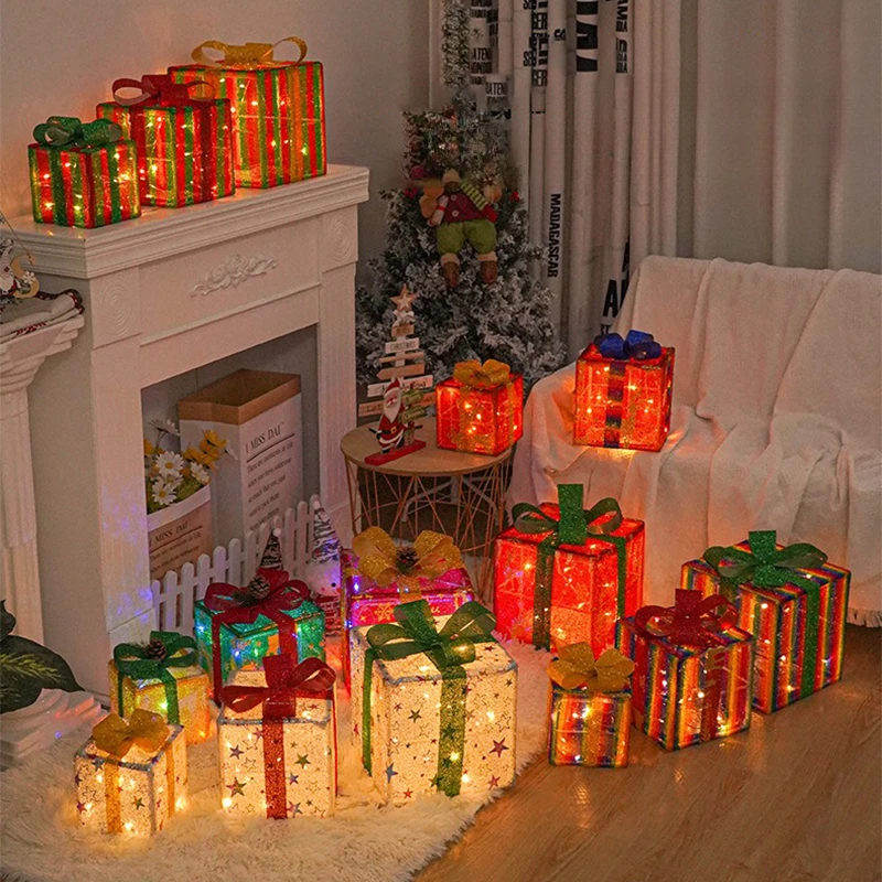 3Pcs/Set LED Christmas Gift Bo - Outdoor Power For Xmas Lights บทวิจารณ์และราคา