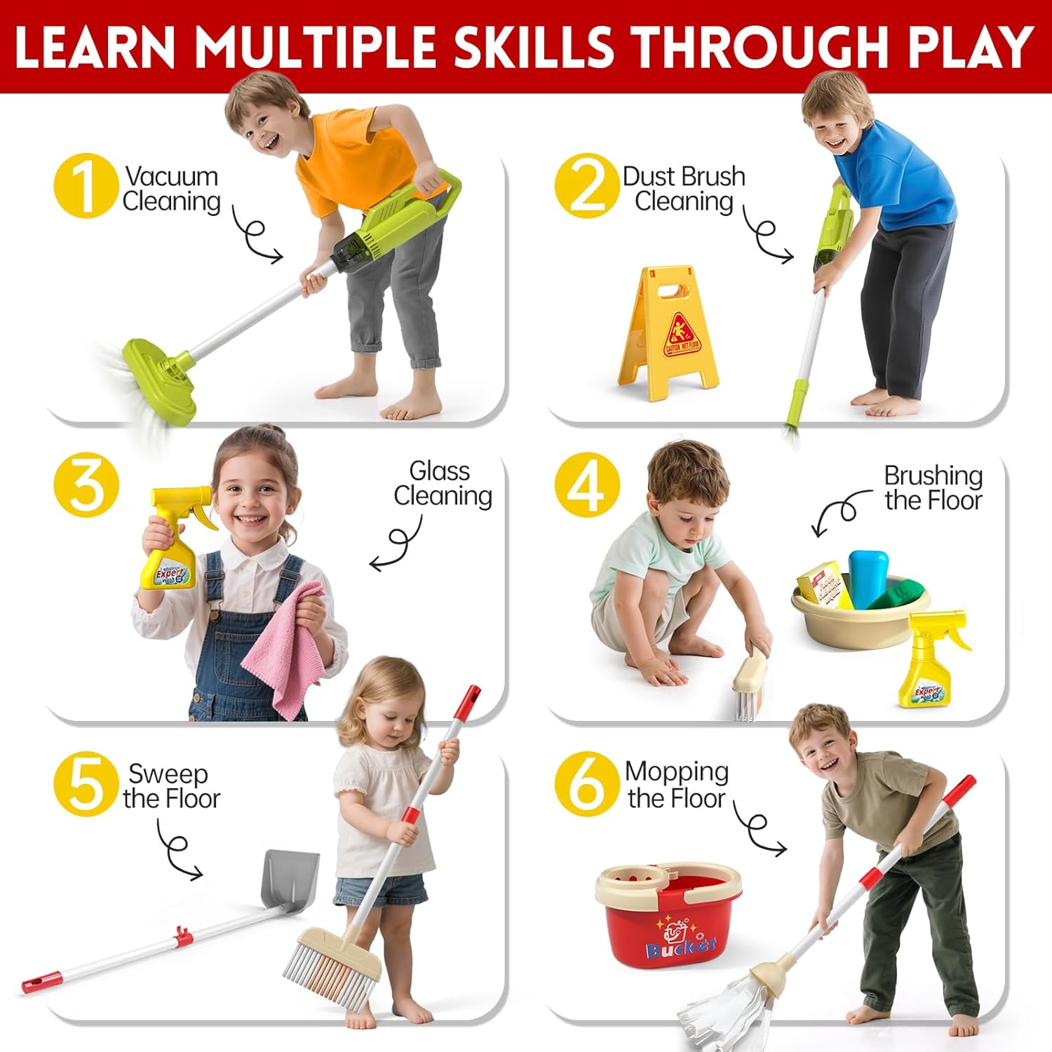 Kids Cleaning Toy Set Housekee - Outdoor Power Broom บทวิจารณ์และราคา