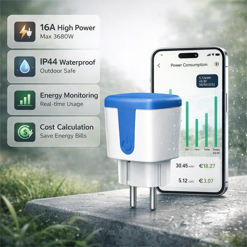 16A WiFi EU Socket Smart Outdo - Outdoor Power Outlet Wifi บทวิจารณ์และราคา