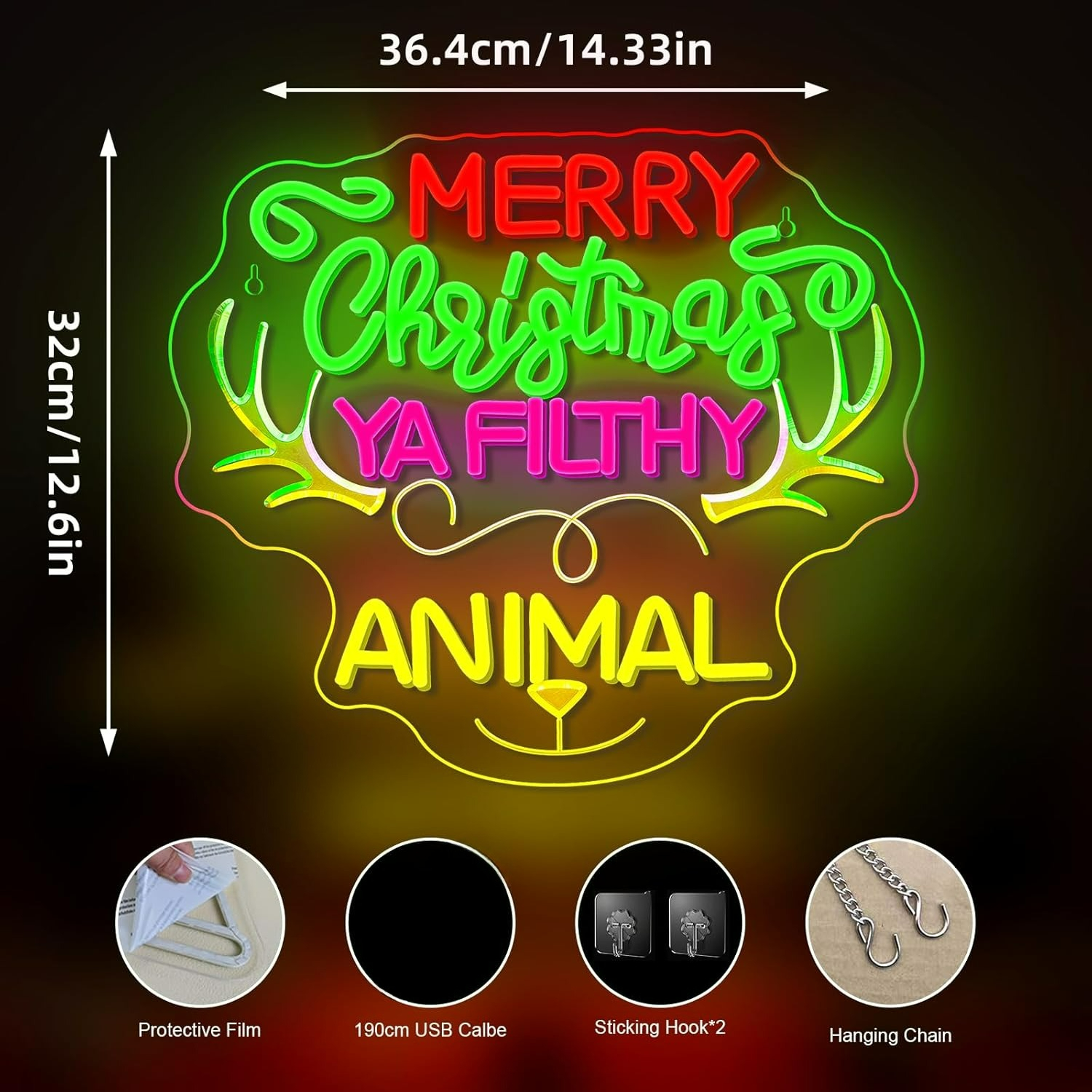 Reindeer Christmas Neon Sign U - Outdoor Power For Xmas Lights บทวิจารณ์และราคา