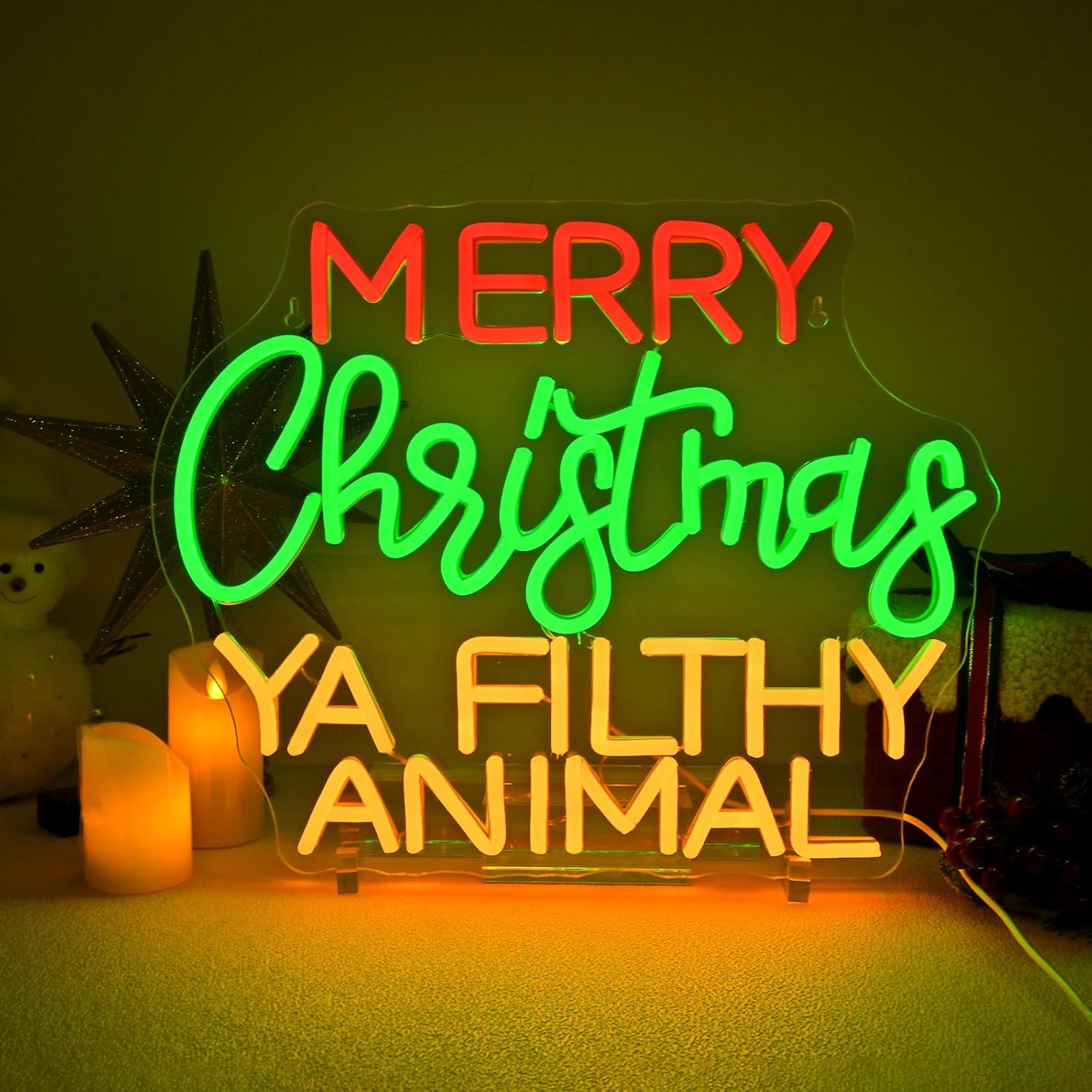 Reindeer Christmas Neon Sign U - Outdoor Power For Xmas Lights บทวิจารณ์และราคา