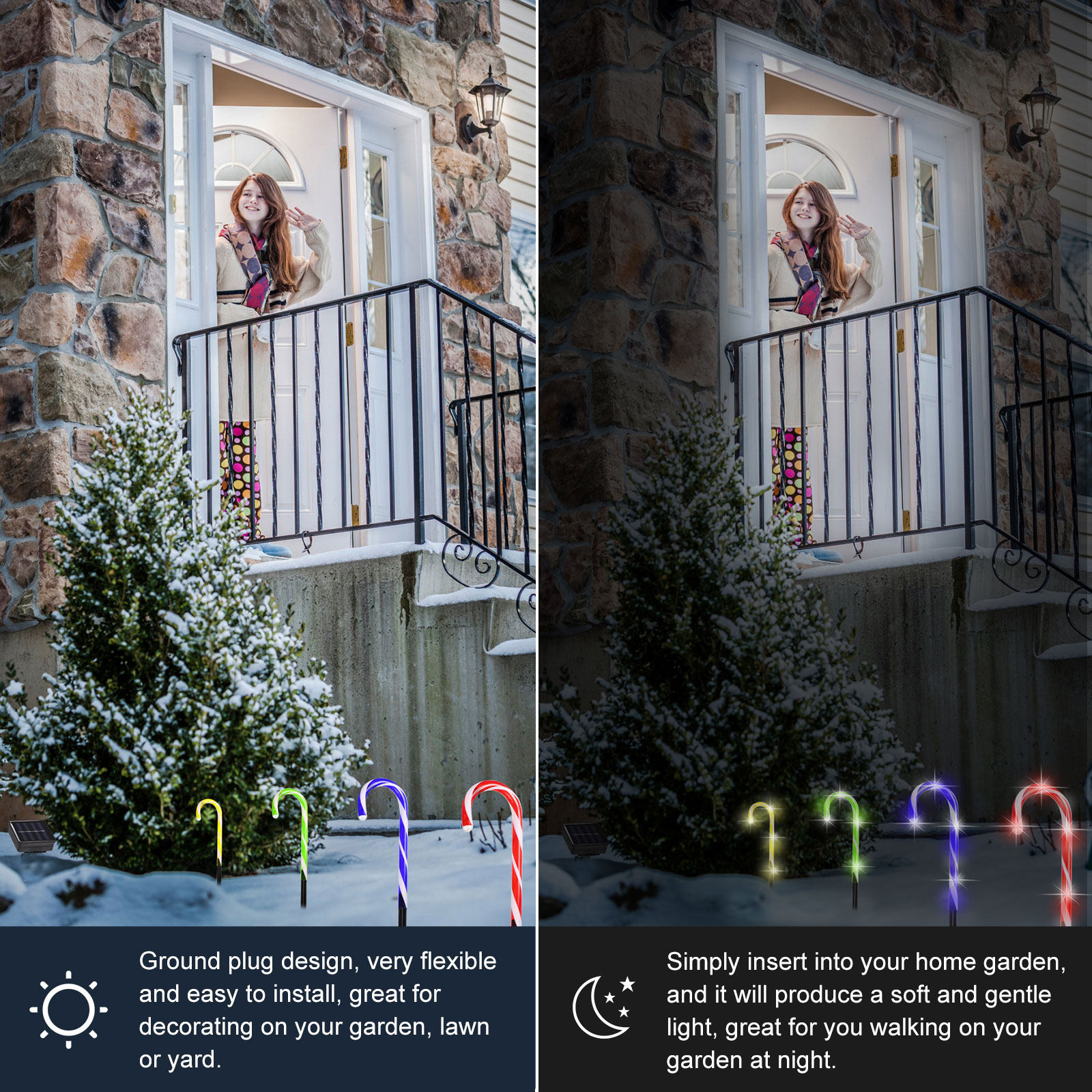 2Sets Solar Powered LED Candy  - Outdoor Power For Xmas Lights บทวิจารณ์และราคา