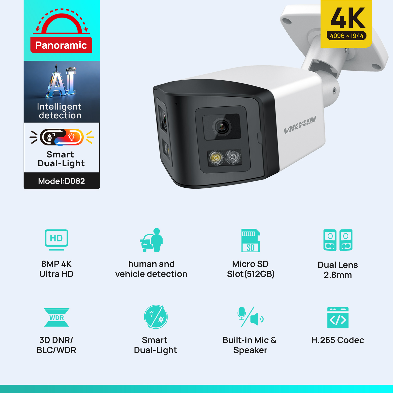 VIKYLIN 170° Panoramic 4K IP S - Outdoor Power G Motion บทวิจารณ์และราคา