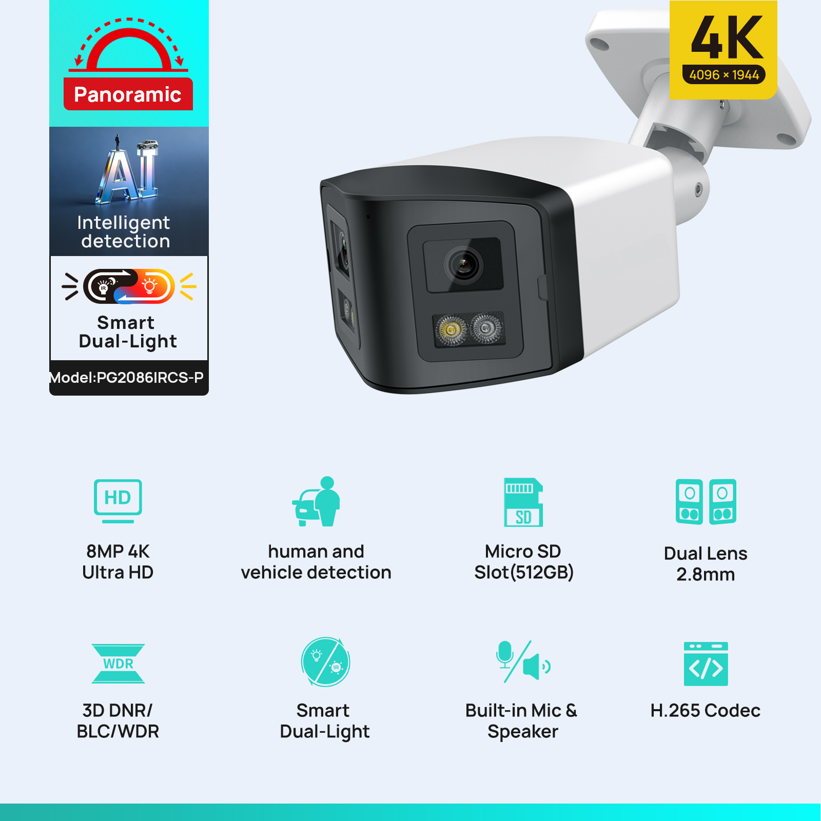 VIKYLIN 170° 4K 8mp Dual 2.8mm - Outdoor Power G Motion บทวิจารณ์และราคา