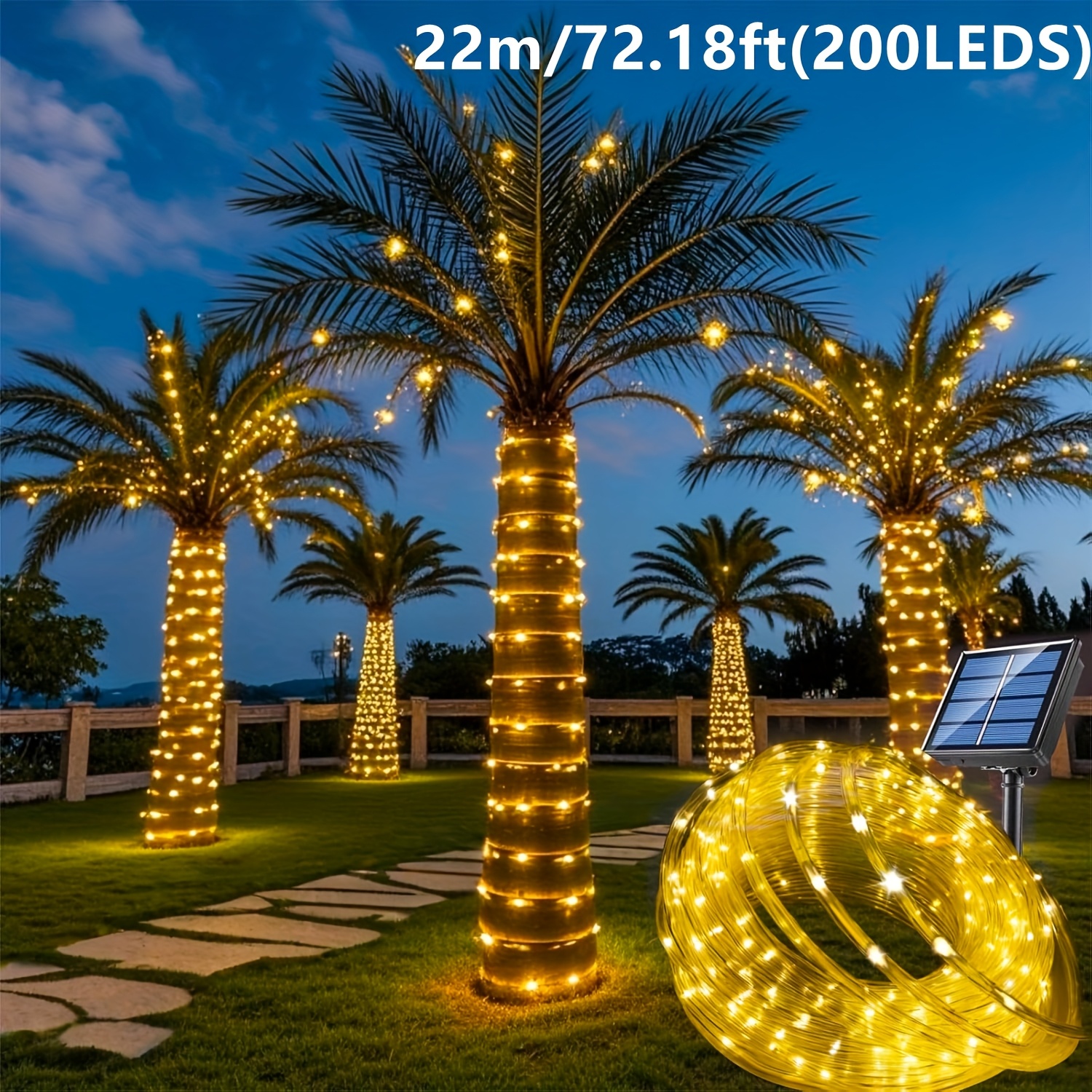 Solar Rope Light 8 Mode Waterp - Outdoor Power For Xmas Lights บทวิจารณ์และราคา